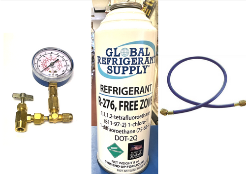 FREEZONE, R420a/276 Refrigerant, 8 oz., & Taper/Gauge/Hose, EPA Accepted, Non-Flammable, Non-Toxic