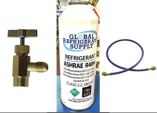 R409a, 8 oz. ASHRAE, EPA & SNAP R12 Approved Drop-in, Includes K28 Taper, Hose