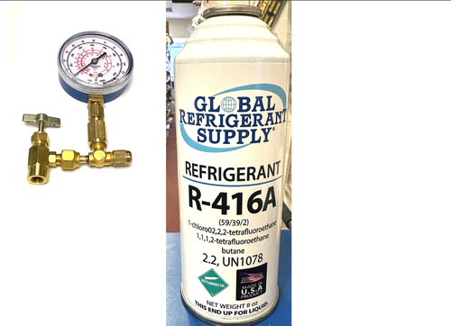 R416a, FRIGC, FR12, 8 oz. Can Refrigerant, HCFC-124, Military Approved R12 Alternate, Taper-Gauge