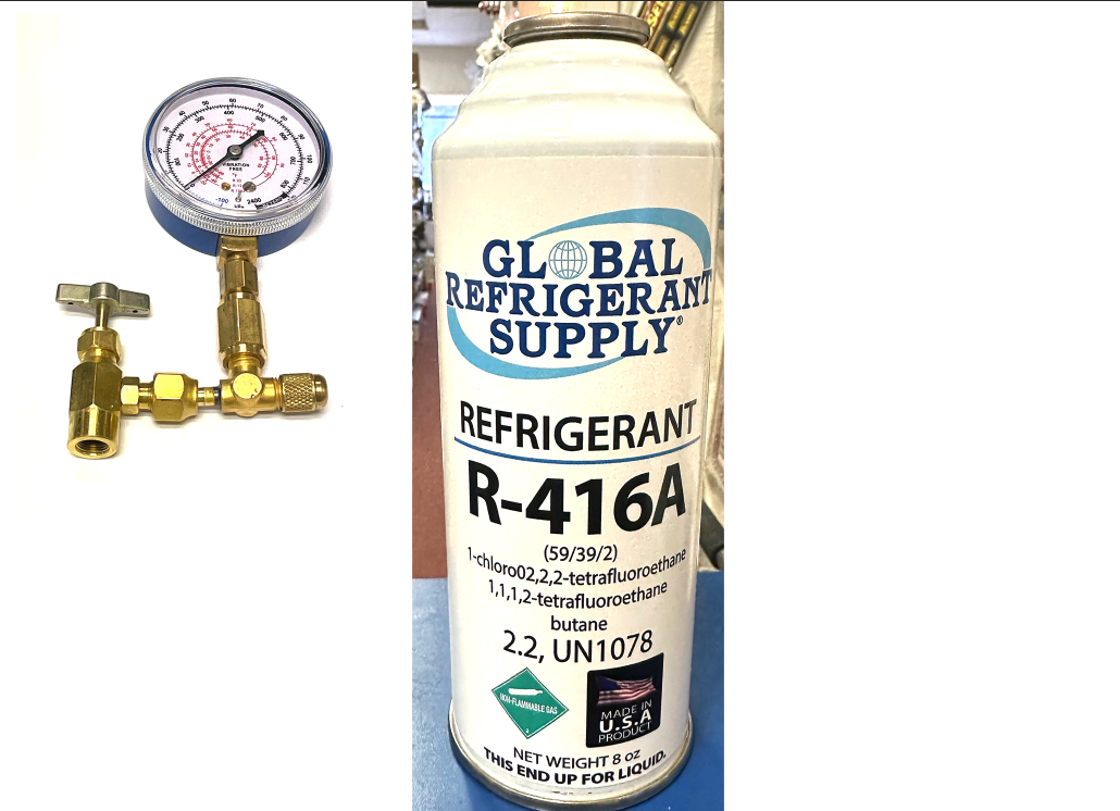 R416a, FRIGC, FR12, 8 oz. Can Refrigerant, HCFC-124, Military Approved R12 Alternate, Taper-Gauge