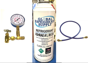 R515b, 8 oz. Can, Check & Charge It Gauge, Hose, ASHRAE & EPA Approved Drop-in Replacement For R134a