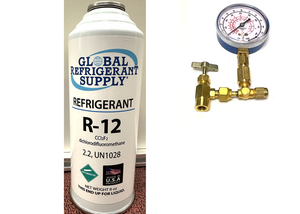 R12 Refrigerant, 8 oz. Can with K28 Taper & Check & Charge It Gauge