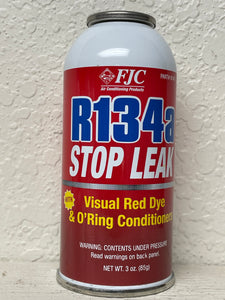 R134a Stop Leak, FJC, 3 oz. Can, Visual Red Dye & O-Ring Conditioner Part# 9140