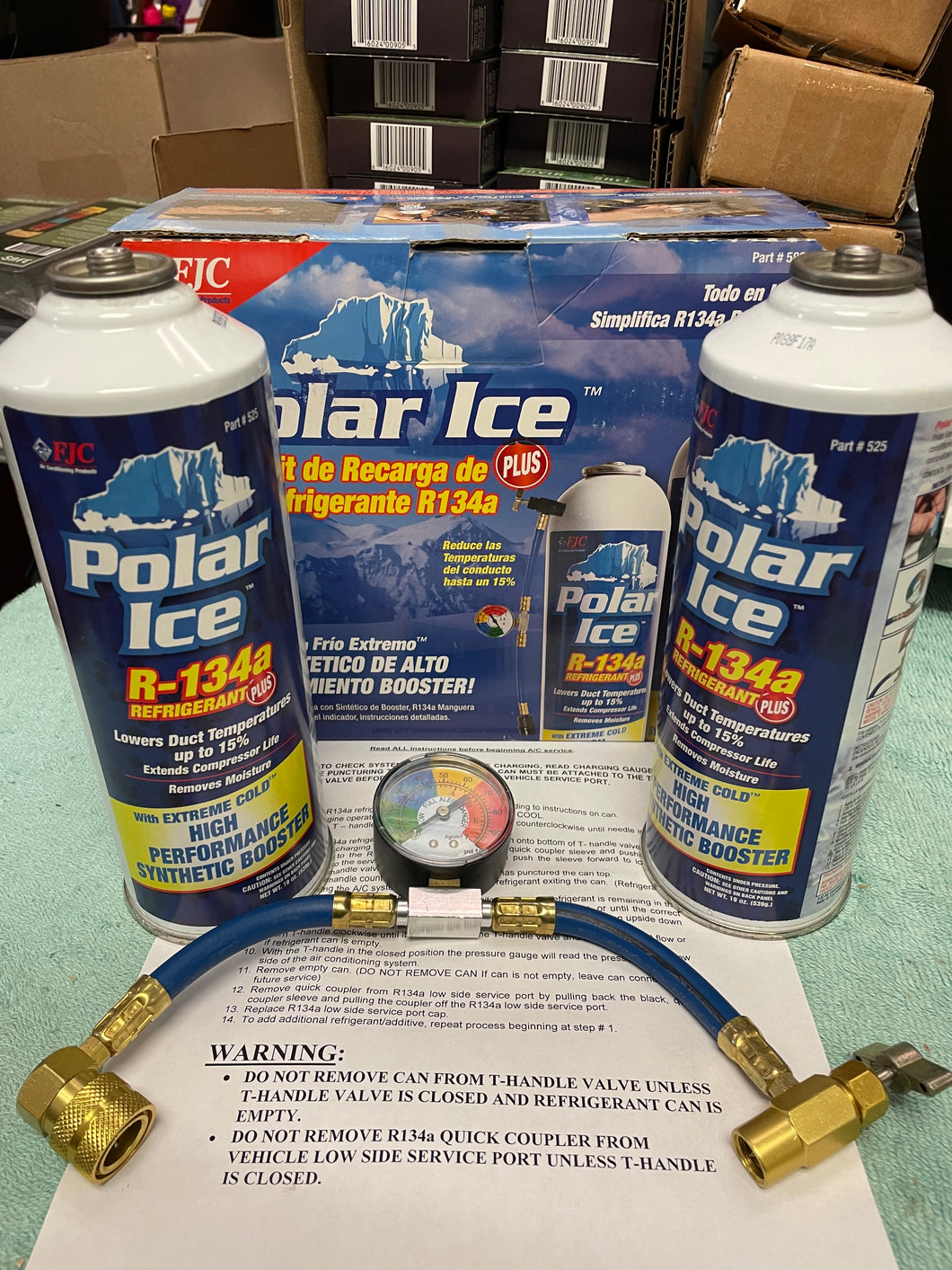 R134a Polar Ice FJC Part# 582 Recharge Kit With 36 Oz Of Synthetic Booster Additive