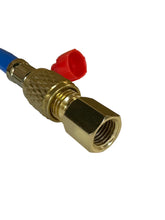Refrigerant Charging Hose, Limited Loss, 1/4" Female Flare w/Depressor System Side, 12"