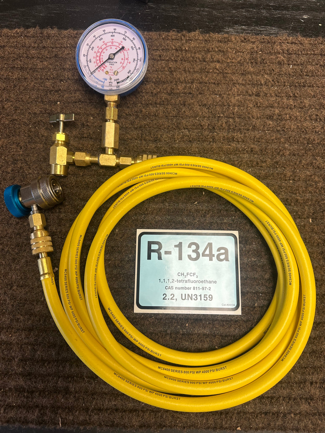 R134a Guage Taper Kit w/10 Foot Charging Hose & R134 Low-Side Coupler