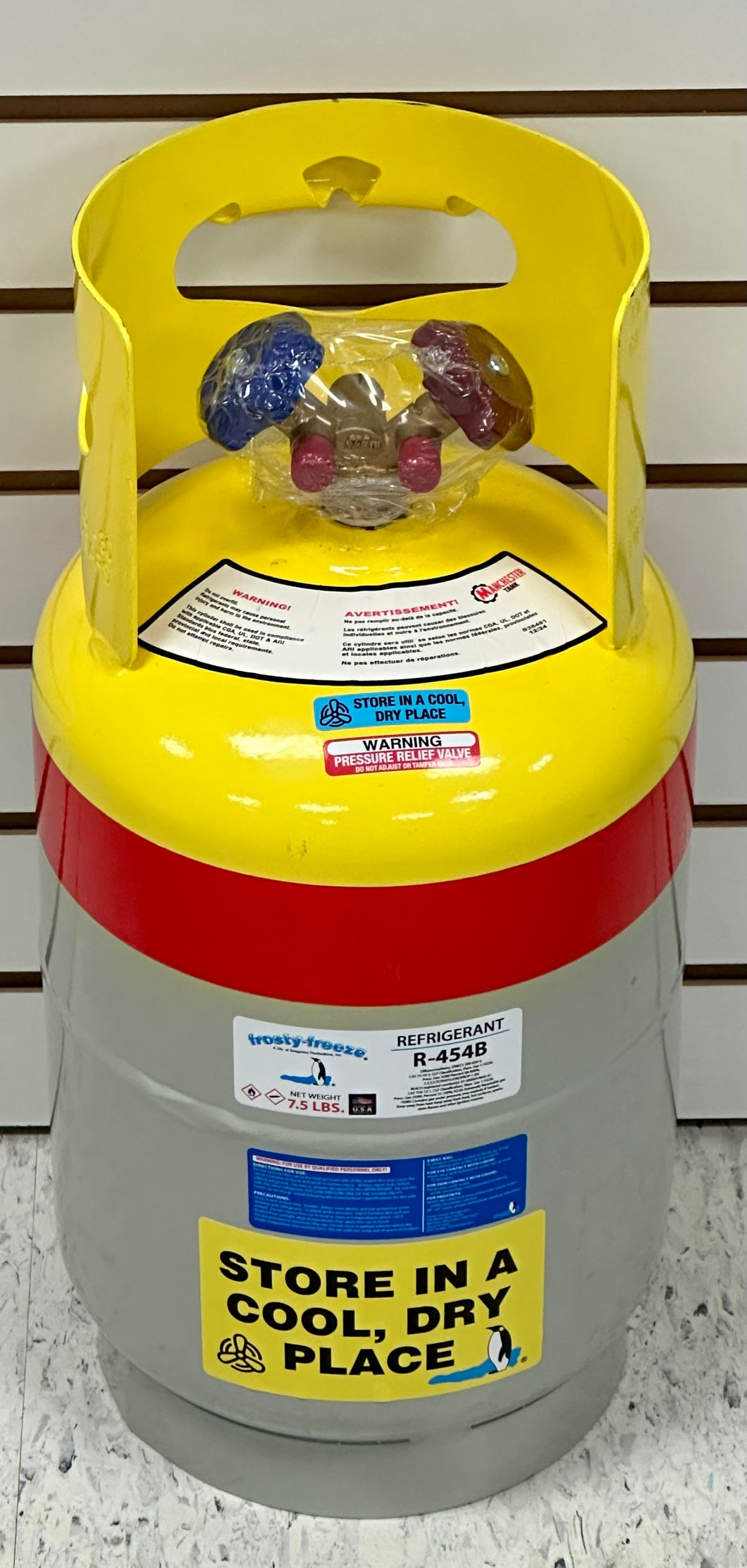 R454b Refrigerant, 7.5 Lbs., of Virgin Liquid Refrigerant, Reusable DOT Approved Cylinder