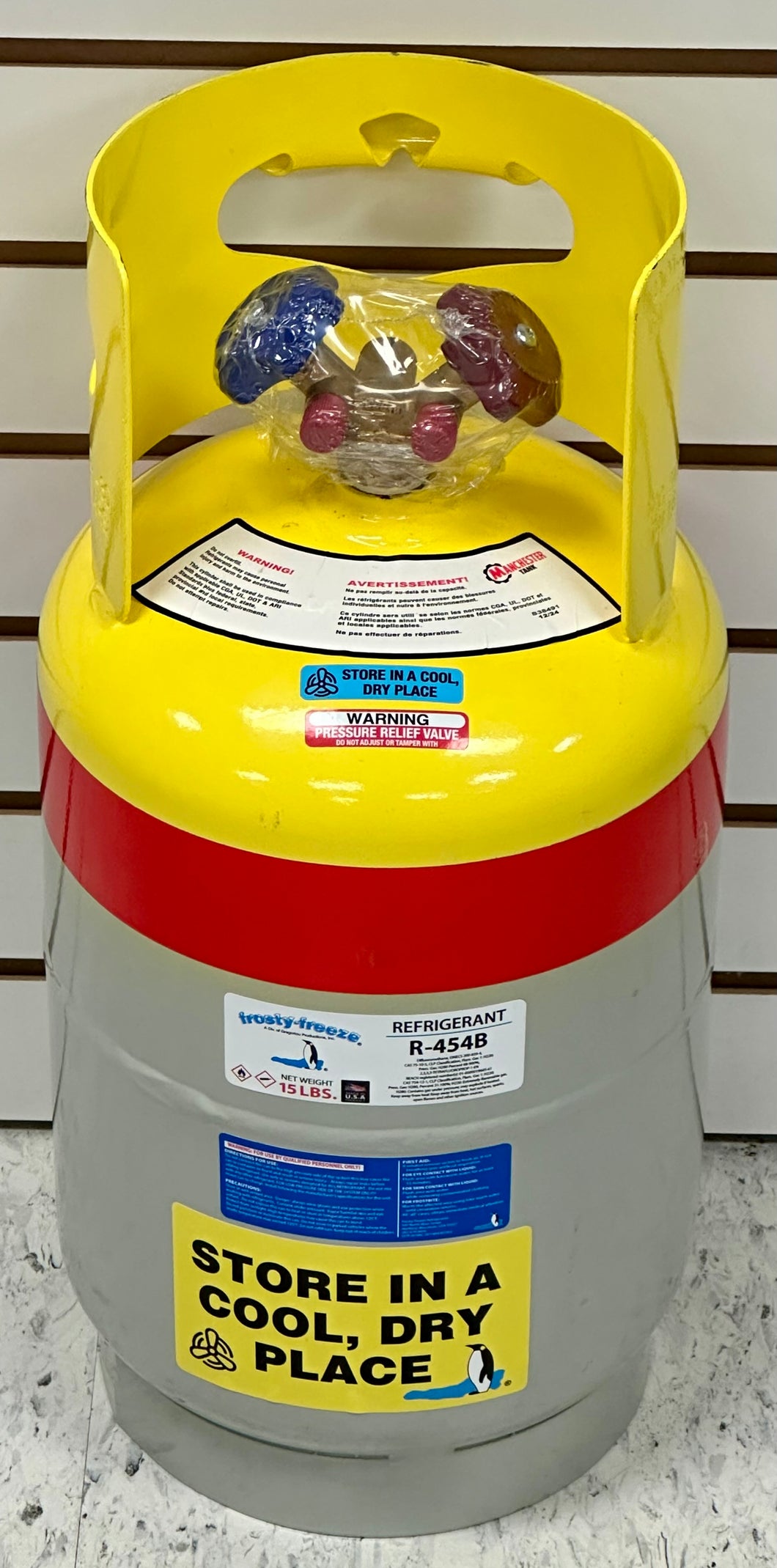 R454b Refrigerant, 10 Lbs., of Virgin Liquid Refrigerant, Reusable DOT Approved Cylinder