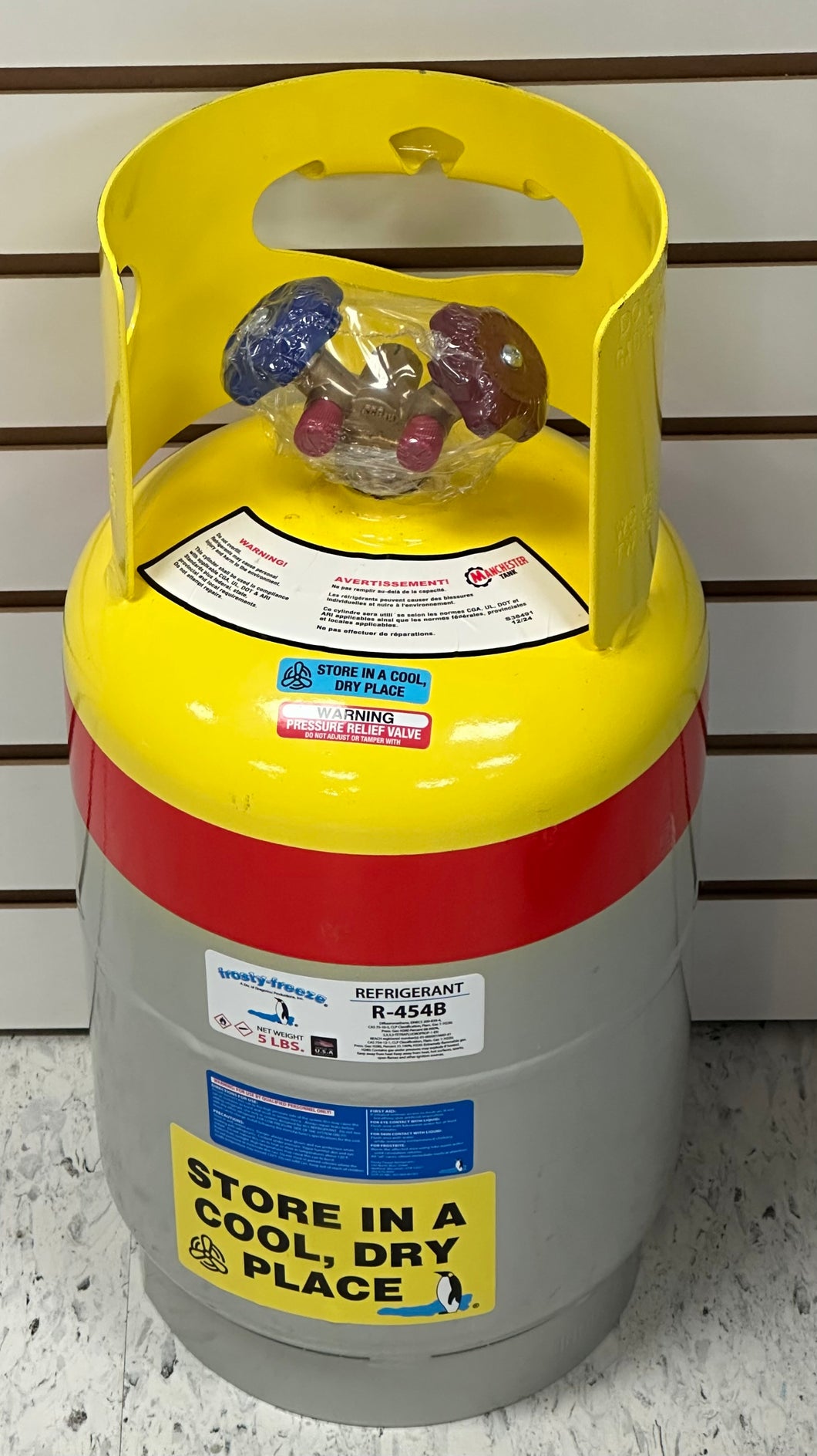 R454b Refrigerant, 5 Lbs., of Virgin Liquid Refrigerant, Reusable DOT Approved Cylinder