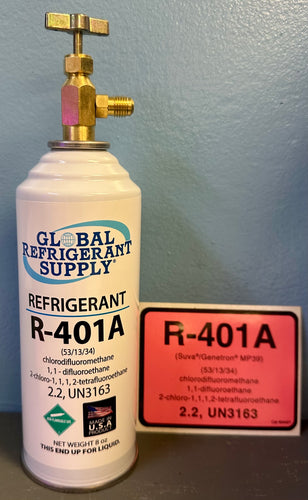 MP39, R401a, Refrigerant For Coolers, Freezers, 8 oz. with K28 Can Taper