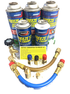 FREEZE 12, Refrigerant R12 REPLACEMENT, Retrofit & Recharge Kit, 5 Cans Total