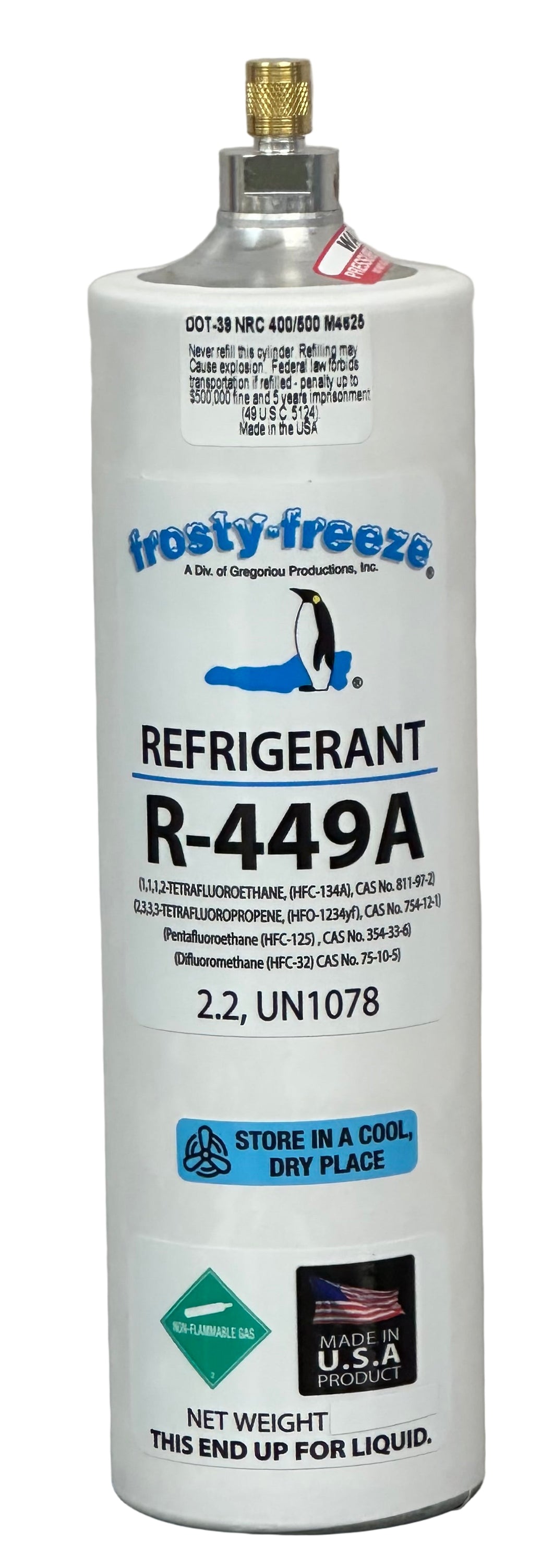 R449a, Refrigerant, 14 oz., Replacement for R404A, R22, R408A, R502 & 502, 402a