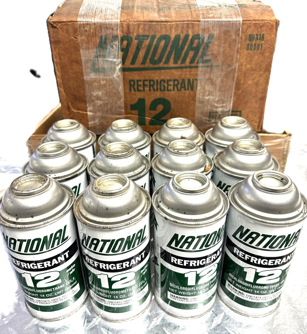 R12 Refrigerant, (1) Case of (12), each can 14 oz., National Refrigerant VIRGIN NEW!