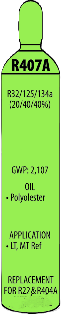 R407A, 11 Lb., Refrigerant, R22 Replacement, Low Medium Temp Refrigeration, Fast Shipping