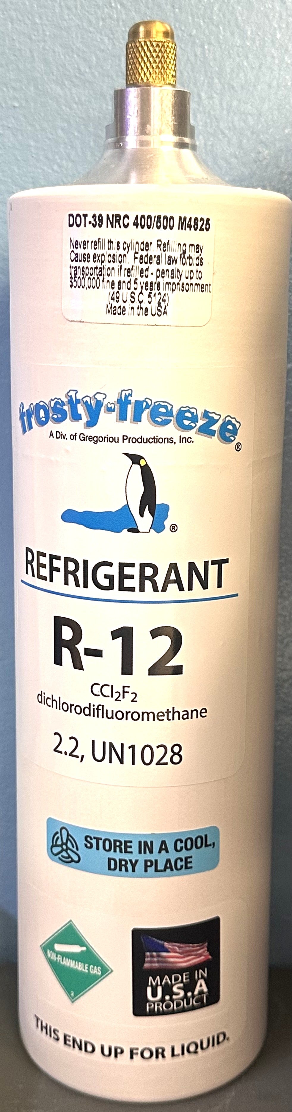 R12, Refrigerant, (FREON 12), 16 oz. Dichlorodifluoromethane in Stock! Fast Same Day Shipping