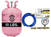 R32 Refrigerant, 10 Lbs. Recharge Kit Gauge Hose System Adapters