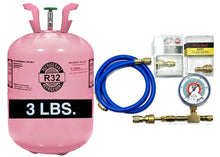 R32 Refrigerant, 3 Lbs. Recharge Kit Gauge Hose Adapters Factory Sealed