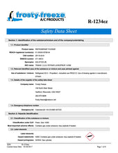 R1234ze Refrigerant SDS Sheet