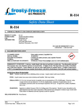 R114 Refrigerant SDS Sheet