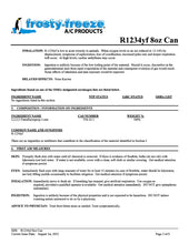 R1234yf Refrigerant Safety Data Sheet