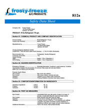 R12a Refrigerant Safety Data Sheet