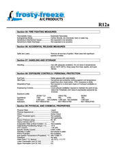 R12a Refrigerant Safety Data Sheet