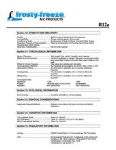 R12a Refrigerant Safety Data Sheet