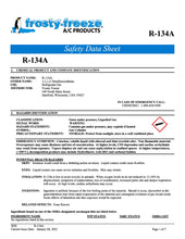 R134a Refrigerant SDS Sheet