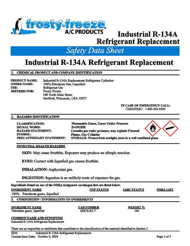 Industrial Refrigerant, R134a Replacement