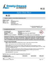 R22 Refrigerant SDS Sheet