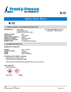 R32 Refrigerant SDS Sheet