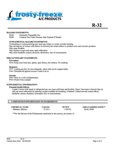 R32 Refrigerant SDS Sheet