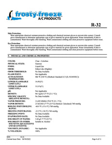 R32 Refrigerant SDS Sheet