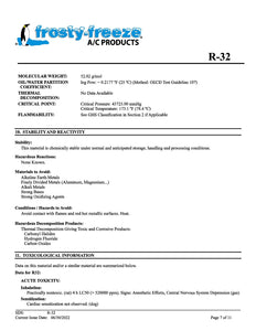 R32 Refrigerant SDS Sheet