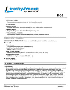 R32 Refrigerant SDS Sheet