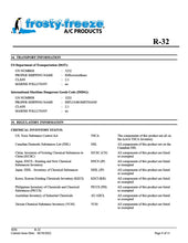 R32 Refrigerant SDS Sheet