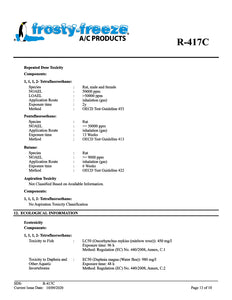 R417c Refrigerant SDS Sheet