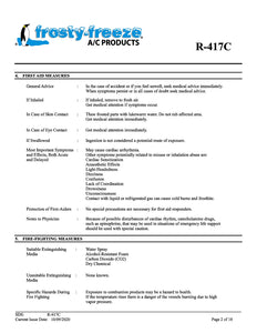 R417c Refrigerant SDS Sheet