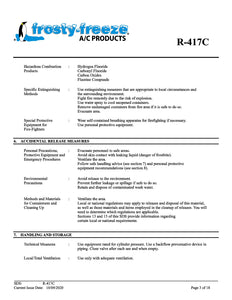 R417c Refrigerant SDS Sheet