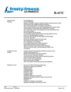 R417c Refrigerant SDS Sheet