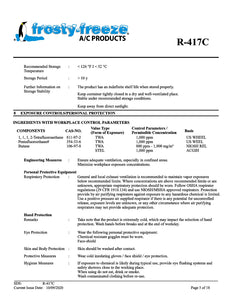 R417c Refrigerant SDS Sheet