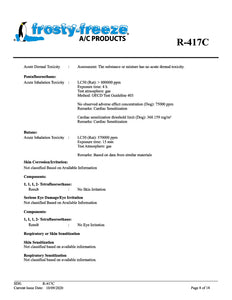 R417c Refrigerant SDS Sheet