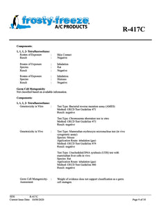 R417c Refrigerant SDS Sheet