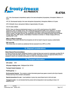 R470a Refrigerant SDS Sheet