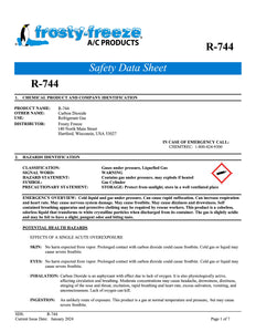 R744 Refrigerant SDS Sheet