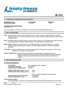 R114 Refrigerant SDS Sheet