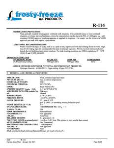 R114 Refrigerant SDS Sheet