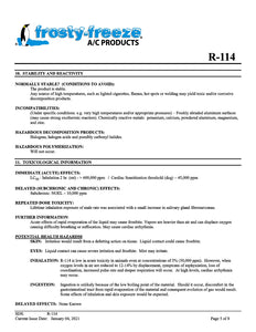 R114 Refrigerant SDS Sheet