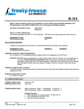 R114 Refrigerant SDS Sheet