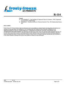 R114 Refrigerant SDS Sheet